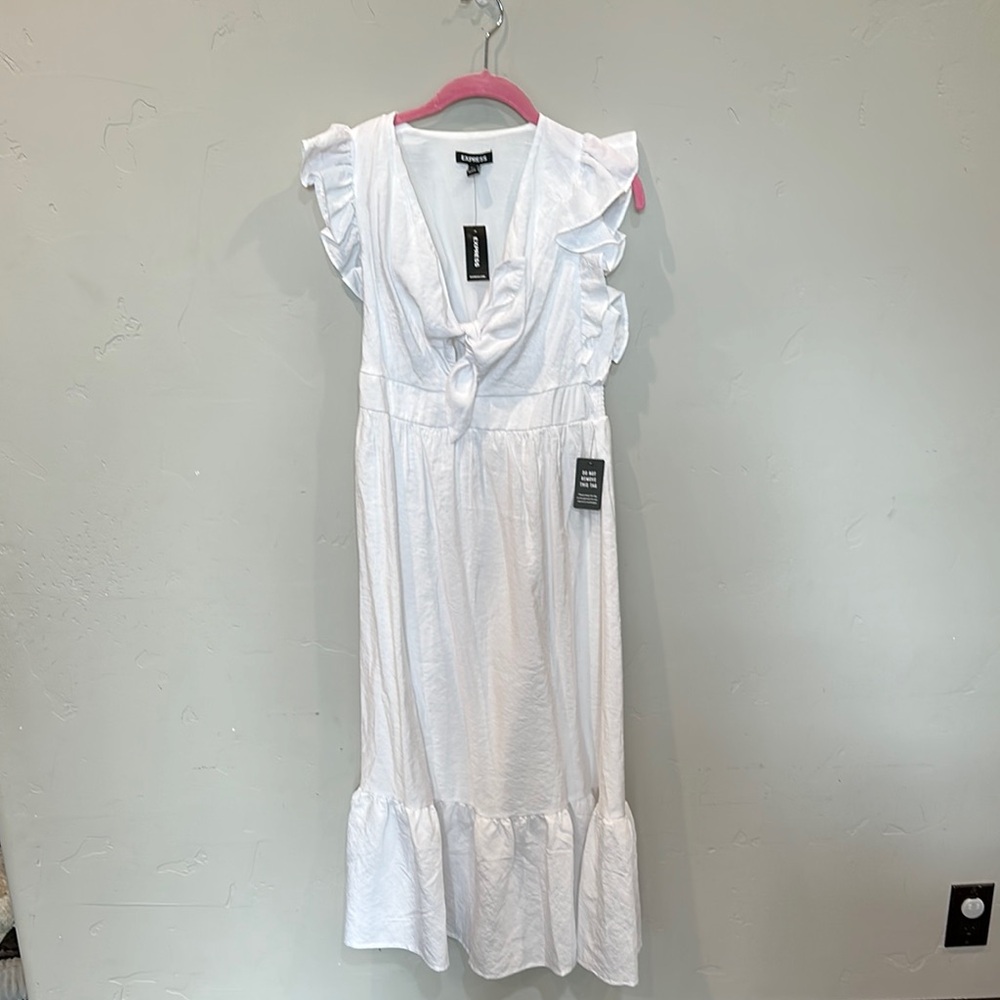White Ruffled Sleeveless Dress